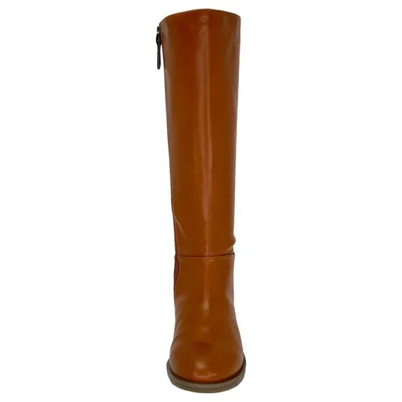 Aerosoles Knee High Womens Boots 7M Berri Tan Faux Leather Zip Up Comfort