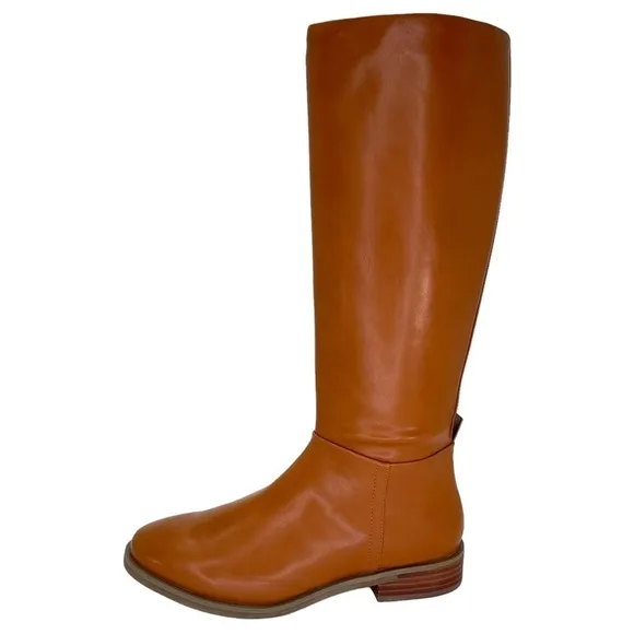 Aerosoles Knee High Womens Boots 7M Berri Tan Faux Leather Zip Up Comfort