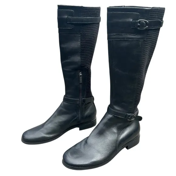 Aetrex Chelsea Riding Boot 7.5 Black LeatherEquestrian Preppy Adjustable