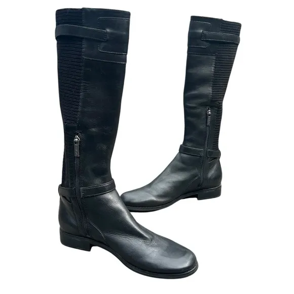 Aetrex Chelsea Riding Boot 7.5 Black LeatherEquestrian Preppy Adjustable
