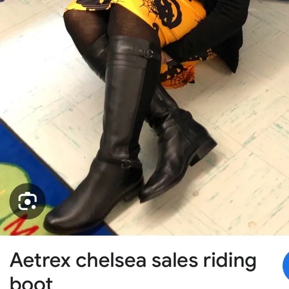 Aetrex Chelsea Riding Boot 7.5 Black LeatherEquestrian Preppy Adjustable