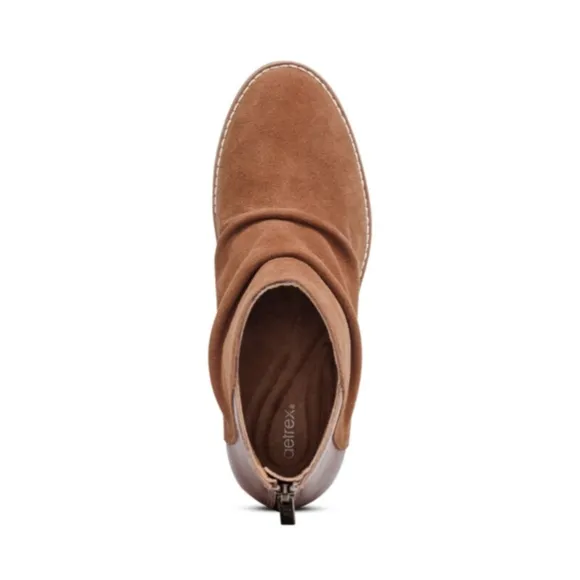 AETREX Kara Cognac 39/8.5  Brown Wedge Waterproof Cork Comfy Support Ankle Boots