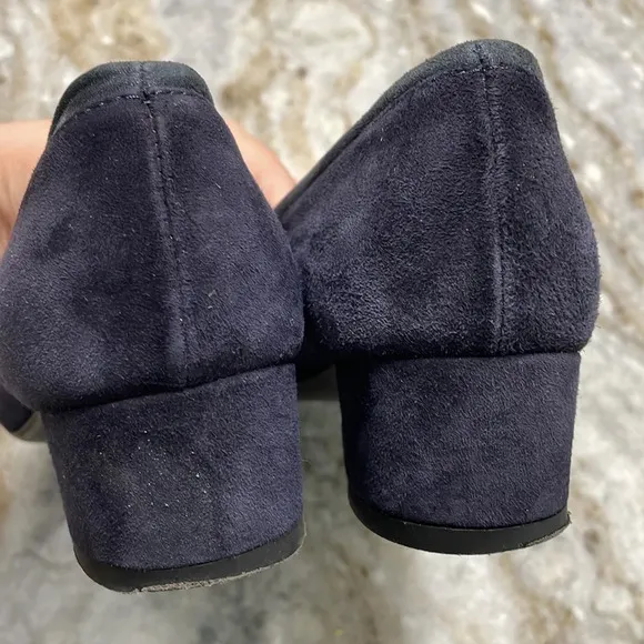 AGL “KRISTIN” Navy Blue Suede Block Heels Shoes