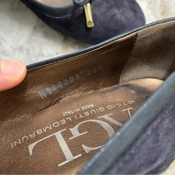 AGL “KRISTIN” Navy Blue Suede Block Heels Shoes