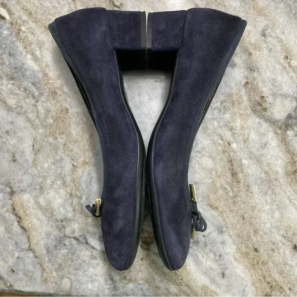 AGL “KRISTIN” Navy Blue Suede Block Heels Shoes
