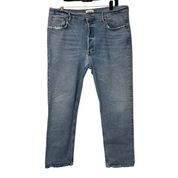 AGOLDE Riley Long Straight Jeans in Cove 32 Womens Denim Pants Trousers