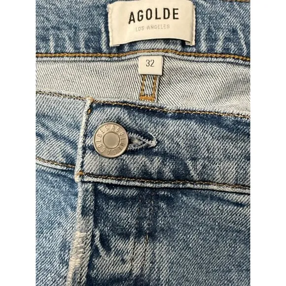 AGOLDE Riley Long Straight Jeans in Cove 32 Womens Denim Pants Trousers