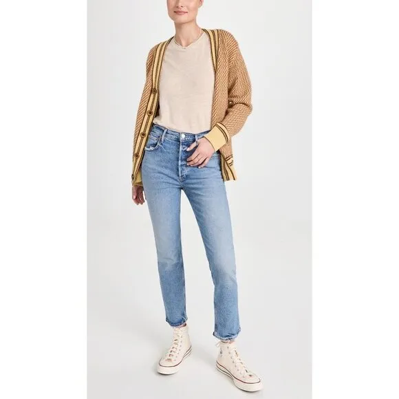 AGOLDE Riley Long Straight Jeans in Cove 32 Womens Denim Pants Trousers