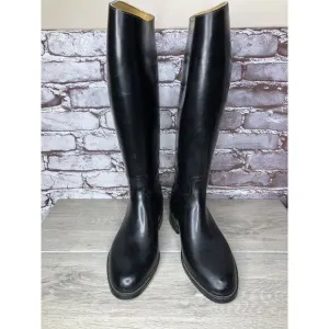 Aigle Black Rubber Pull On Low Heel Rain France Long Boots Women Sz 39EU/8.5M US
