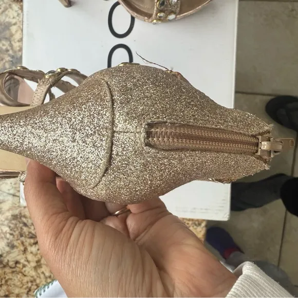 Aldo Gold Heels with Sparkling Straps and High Platform