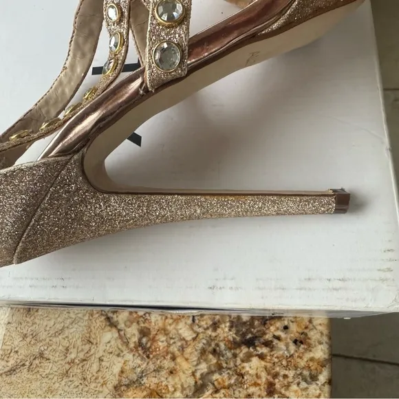 Aldo Gold Heels with Sparkling Straps and High Platform