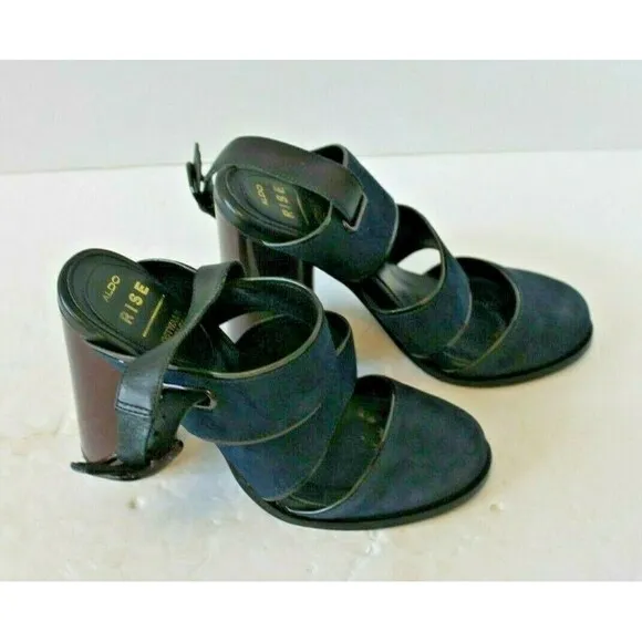 Aldo Rise Ostwald Helgason Blue Suede Shoes Heels  Sz US 6 EU 37 UK 4