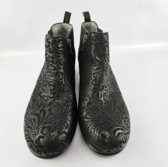 Alegria Ever Black Embossed Paisley Boots (Eve-431) Sz 38