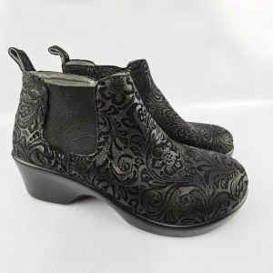 Alegria Ever Black Embossed Paisley Boots (Eve-431) Sz 38