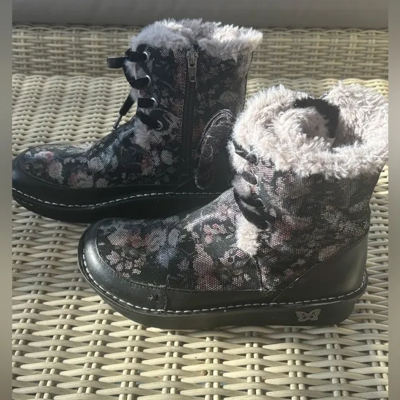 Alegria Twisp Dame Leather and Faux Fur Boots