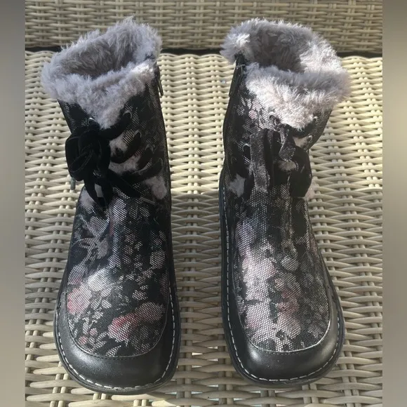 Alegria Twisp Dame Leather and Faux Fur Boots