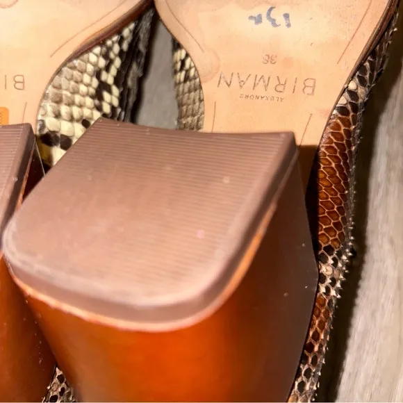 ALEXANDRE BIRMAN NATURAL PYTHON BLOCK-HEEL BOOTIES SIZE 38 - 7.5 US