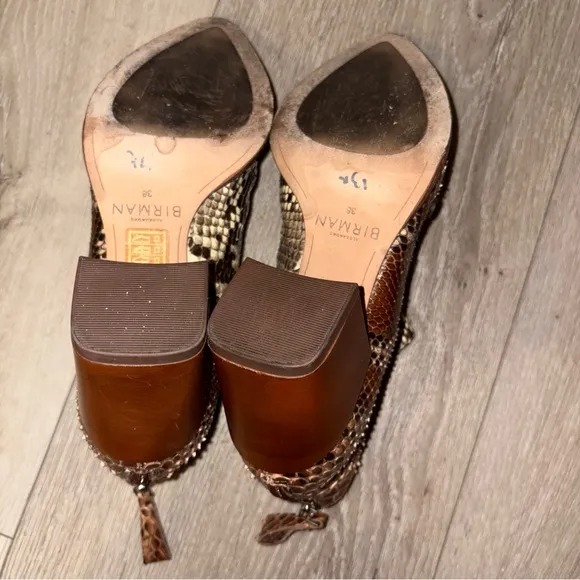 ALEXANDRE BIRMAN NATURAL PYTHON BLOCK-HEEL BOOTIES SIZE 38 - 7.5 US