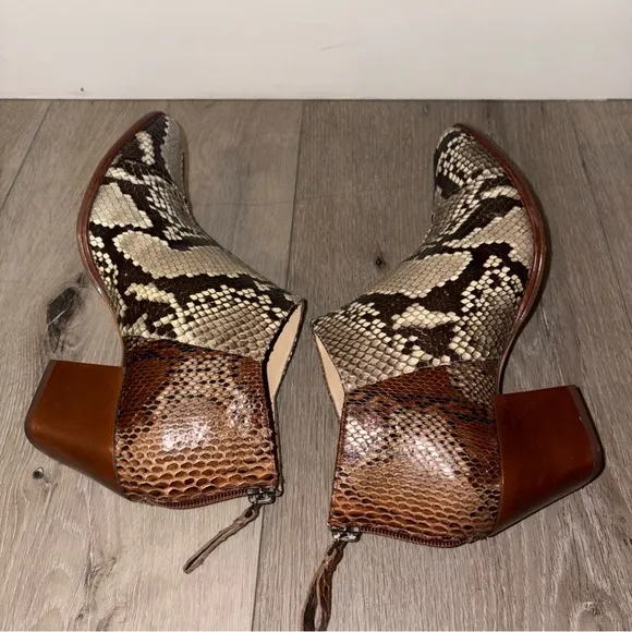 ALEXANDRE BIRMAN NATURAL PYTHON BLOCK-HEEL BOOTIES SIZE 38 - 7.5 US