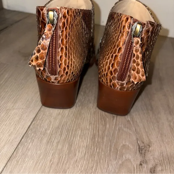 ALEXANDRE BIRMAN NATURAL PYTHON BLOCK-HEEL BOOTIES SIZE 38 - 7.5 US