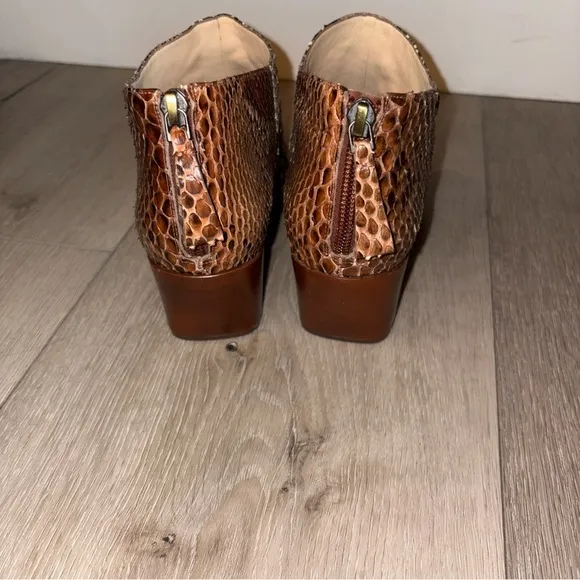 ALEXANDRE BIRMAN NATURAL PYTHON BLOCK-HEEL BOOTIES SIZE 38 - 7.5 US