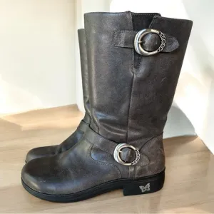 Algeria PG Lite Gray (Drifted) Kris Leather Mid-Calf Boots with Buckles EUR 39