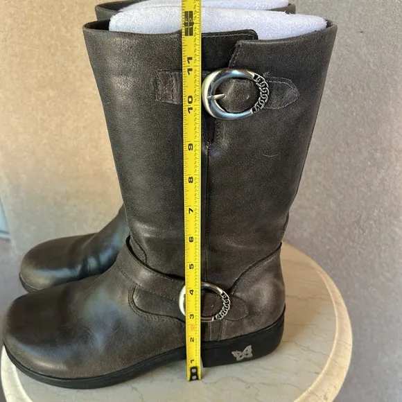Algeria PG Lite Gray (Drifted) Kris Leather Mid-Calf Boots with Buckles EUR 39