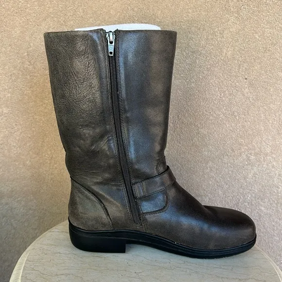 Algeria PG Lite Gray (Drifted) Kris Leather Mid-Calf Boots with Buckles EUR 39
