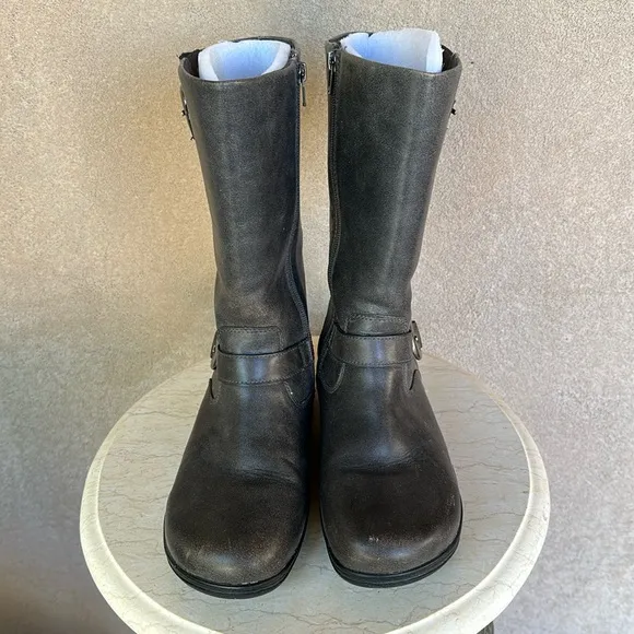 Algeria PG Lite Gray (Drifted) Kris Leather Mid-Calf Boots with Buckles EUR 39