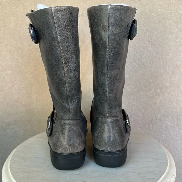 Algeria PG Lite Gray (Drifted) Kris Leather Mid-Calf Boots with Buckles EUR 39