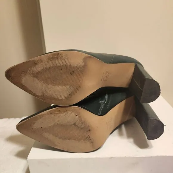 Alias Mae &quot;Blair&quot; Forest Green Leather Chunk Heeled Boots sz.8/38 MSRP$260