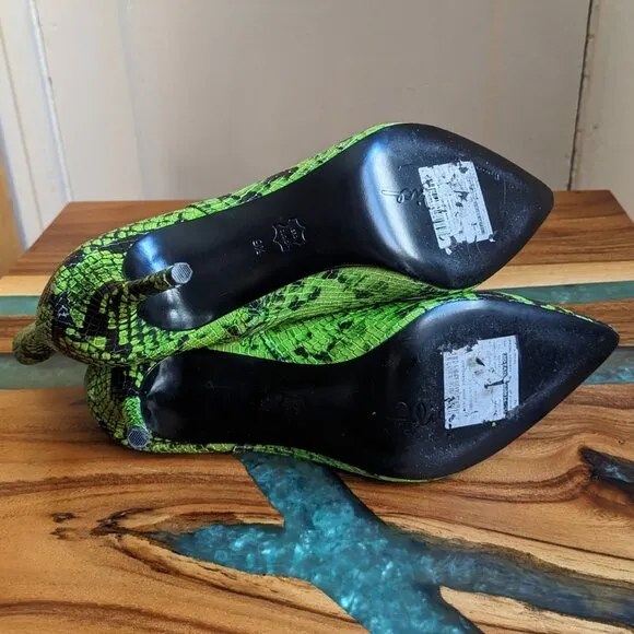 Alice   Olivia Neon Green Snakeskin Ankle Boots