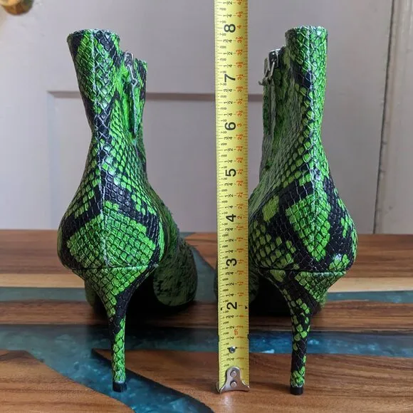 Alice   Olivia Neon Green Snakeskin Ankle Boots
