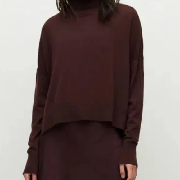 ALL SAINTS LENA MERINO WOOL TURTLENECK SWEATER, SIZE XS.