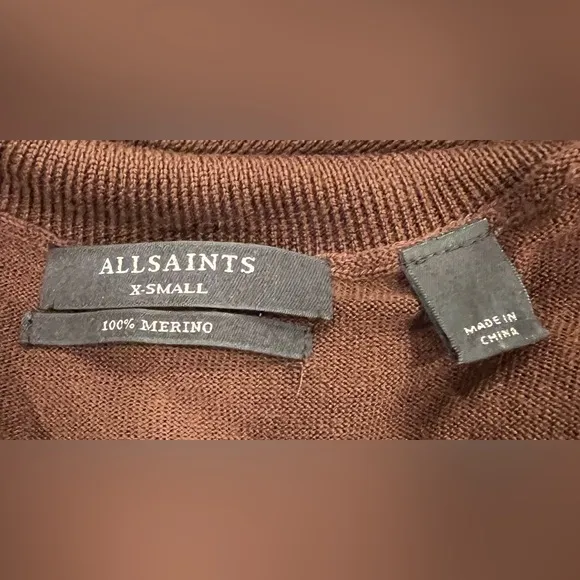 ALL SAINTS LENA MERINO WOOL TURTLENECK SWEATER, SIZE XS.