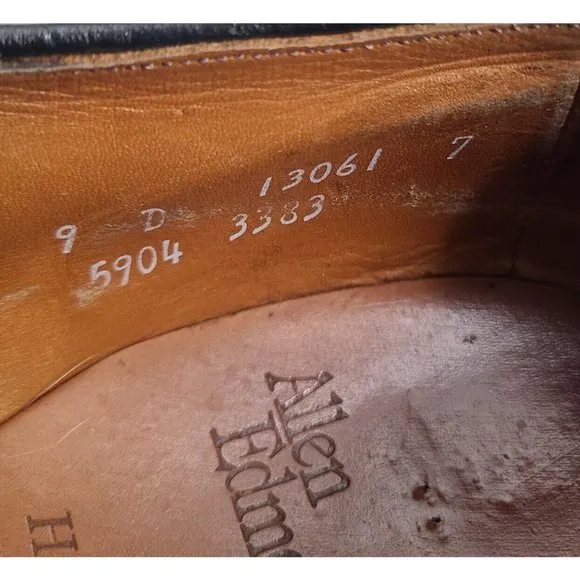 Allen Edmonds HILLCREST Black Leather Shoes‎ US Size 9 D