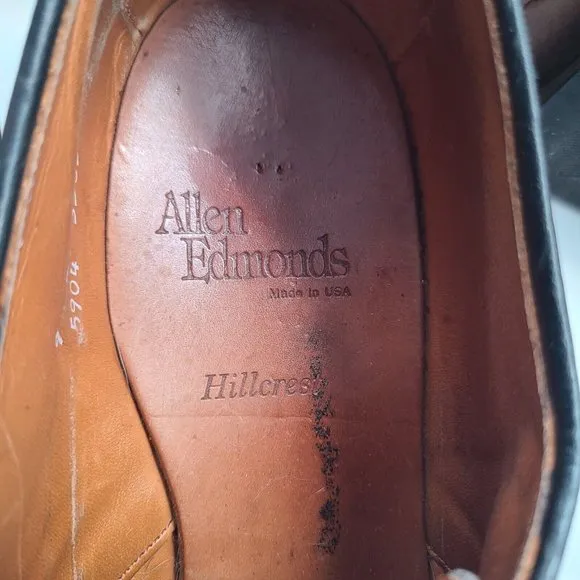 Allen Edmonds HILLCREST Black Leather Shoes‎ US Size 9 D