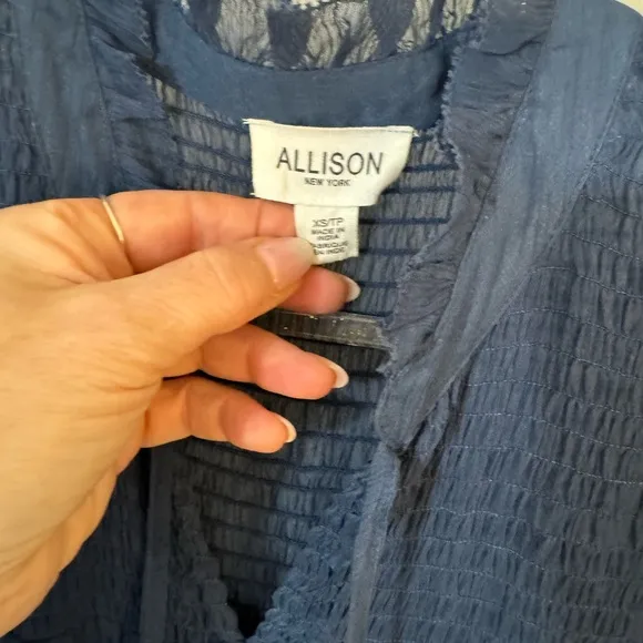 Allison New YorkSmocked Long Sleeve Ruffle Dress