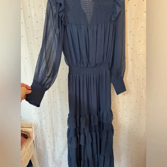 Allison New YorkSmocked Long Sleeve Ruffle Dress