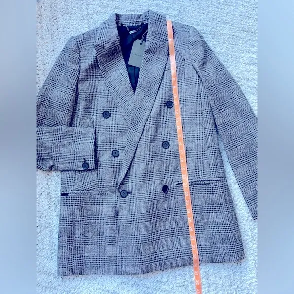 ALLSAINTS Astrid Checked Glittered Woven Blazer, Size 4