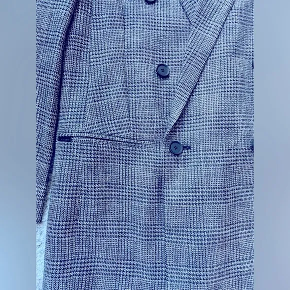 ALLSAINTS Astrid Checked Glittered Woven Blazer, Size 4