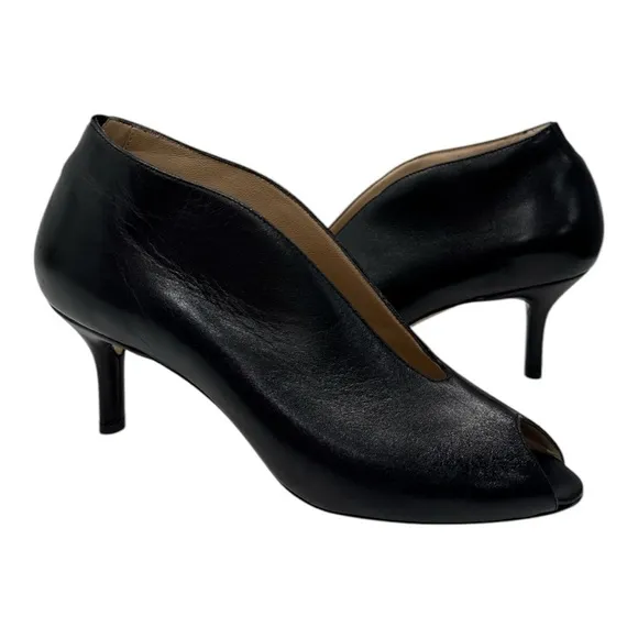 Amalfi by Rangoni Leather Black Dress Booties Heels shoes size 6 M made in Italy