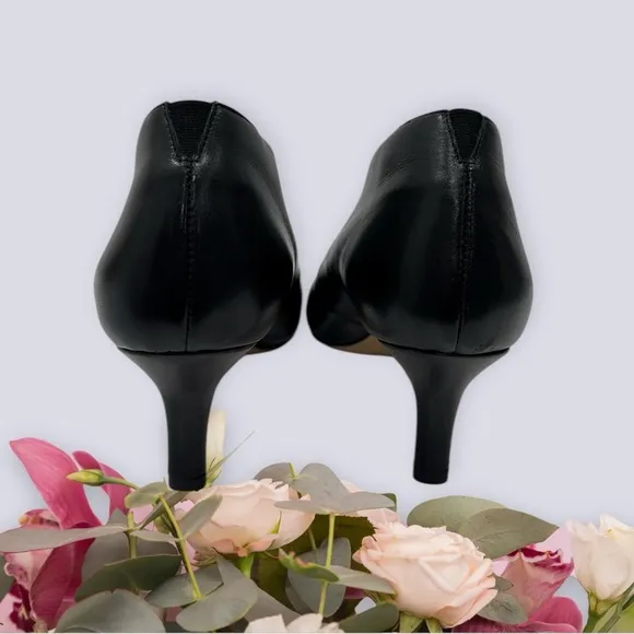 Amalfi by Rangoni Leather Black Dress Booties Heels shoes size 6 M made in Italy