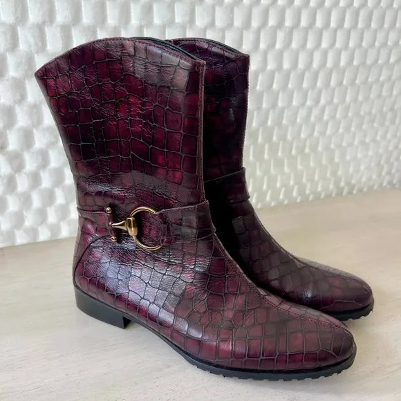 Amalfi by Rangoni Women's Pria Ankle Boot Burgandy Size 8.5” Made in Italy NWOT