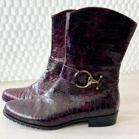 Amalfi by Rangoni Women's Pria Ankle Boot Burgandy Size 8.5” Made in Italy NWOT