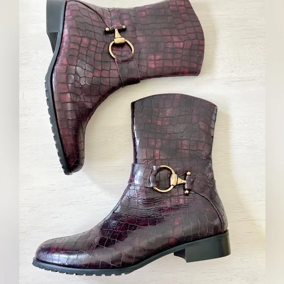 Amalfi by Rangoni Women's Pria Ankle Boot Burgandy Size 8.5” Made in Italy NWOT