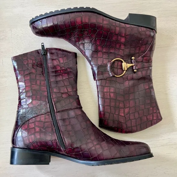 Amalfi by Rangoni Women's Pria Ankle Boot Burgandy Size 8.5” Made in Italy NWOT