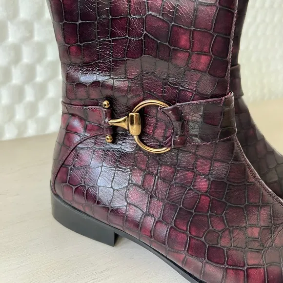 Amalfi by Rangoni Women's Pria Ankle Boot Burgandy Size 8.5” Made in Italy NWOT
