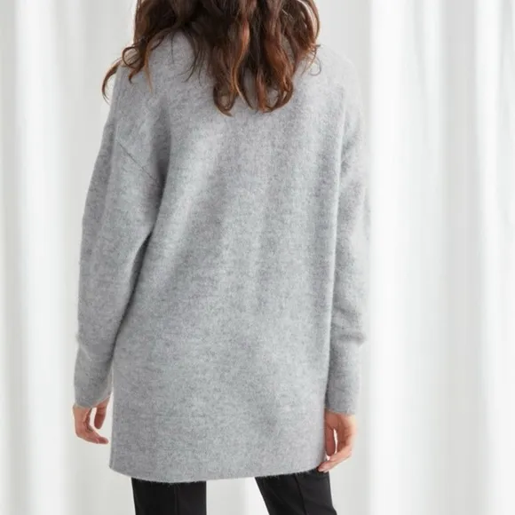 &amp; Other Stories Diamanté Jewel Button Alpaca Blend Long Cardigan Sweater