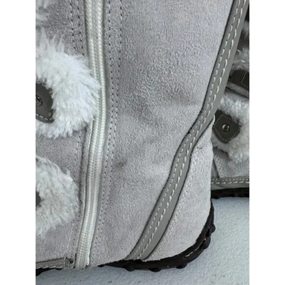 &quot;U.S. POLO&quot; Women's Faux Suede &amp; Faux Fur Lined Lace Up Gray Boots Size 9.5